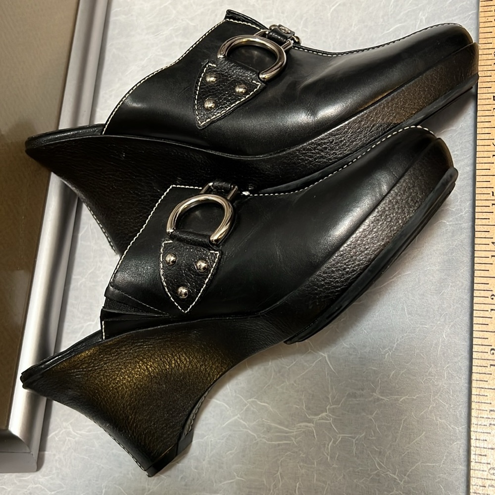 - Cole Haan Black Slip On Wedge Mules Size 9B - Picture 15 of 16